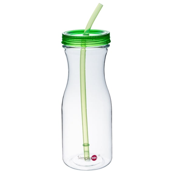 Tritan Water Bottle With Straw by Simple HH: BPA Free Cold Drink | Water Container | Dishwasher-Safe Tumbler| Break Resistant | Extra Wide Mouth w/ Easy Twist Lid | 33oz | Green