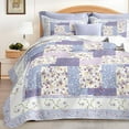 thumbnail image 1 of Tritard 3 Piece Purple King Quilt Set Comforters Bedspreads Patchwork Coverlets All Season,96"x106", 1 of 9