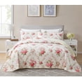 thumbnail image 1 of Tritard 3 Pieces Floral Quilt Set King Size Beige Pink Rose Print Shabby Chic Bedspread Coverlet Lightweight Bed Cover for All Season - 96" x 106", 1 of 8