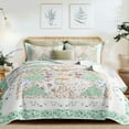 thumbnail image 1 of Tritard Floral Patchwork Soft Touch Farmhouse 3-Piece Quilt Sets, King, Green Floral, 1 of 8