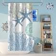 thumbnail image 1 of Tritard Stall Shower Curtain 36 x 72 - Small Nautical Coastal Waterproof Fabric Shower Curtains for Bathroom, Decorative Starfish Seashell Beach Themed Bath Curtain with 12 Hooks, Blue, 1 of 6