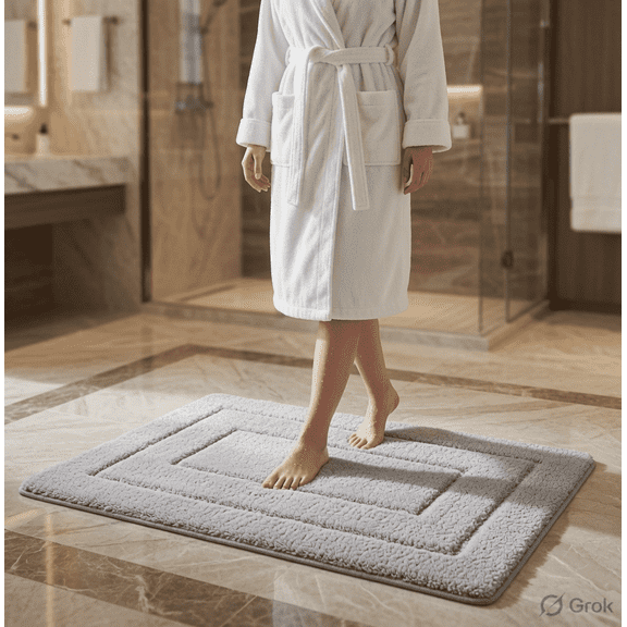TRITEX 16" x 24" Microfiber Solid Bath Rug, Gray