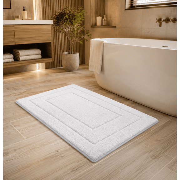 TRITEX 16" x 24" Microfiber Solid Bath Rug, White