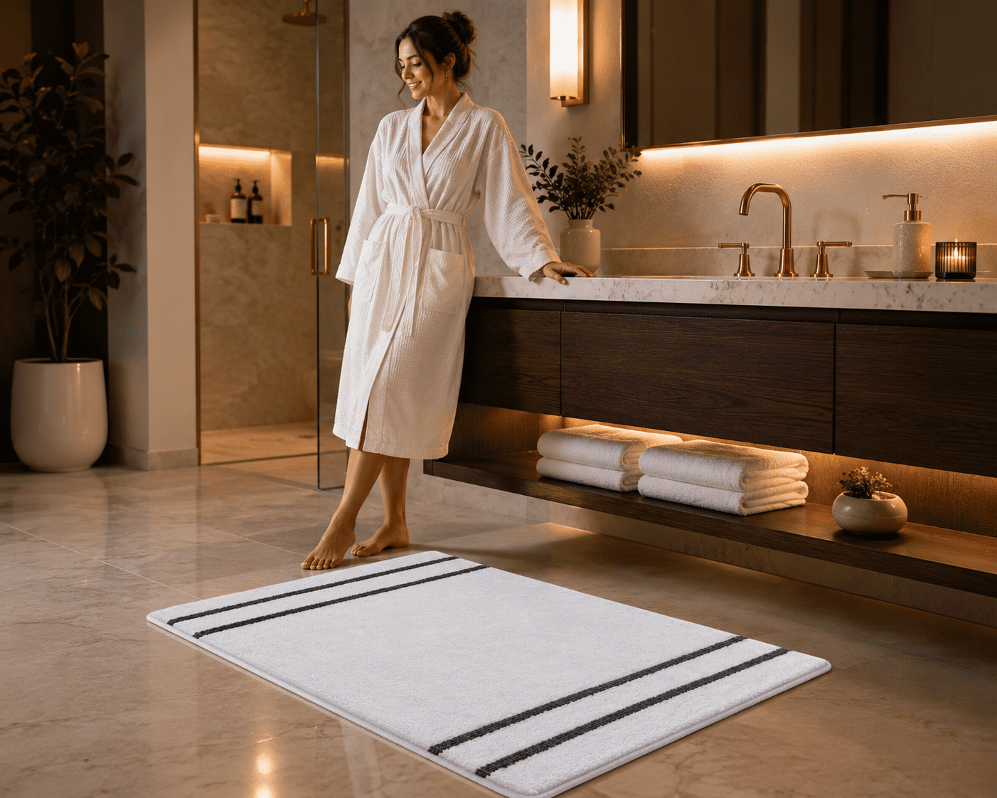 Tritex Microfiber Bath Rug, 20" x 30", White, 1-Piece