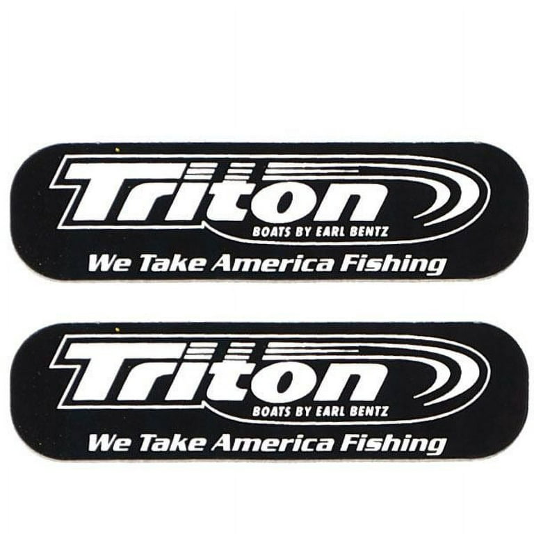Triton Boat Brand Decal Stickers  2 3/4 x 3/4 Inch Black White (Pair) 