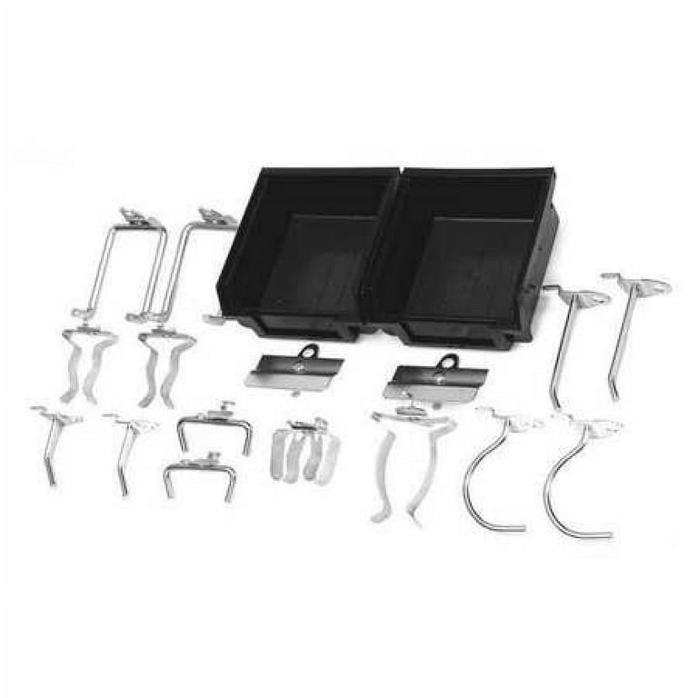 Triton Products® DuraHook 18-Piece Zinc Plated Steel Hook & Bin Assortment for DuraBoard or 1/8 Triton Products® DuraHook 18-Piece Zinc Plated Steel Hook & Bin Assortment for DuraBoard or 1/8