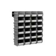 Triton Products 26 Pc Wall Storage Unit with 5-3/8 In. L x 4-1/8 In. W x 3 In. H Gray Interlocking Poly Bins, 24 CT, Wall Mount Rails 8-3/4 In. L with Hardware, 2 Pk