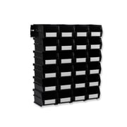 Triton Products 26 Pc Wall Storage Unit with 7-3/8 In. L x 4-1/8 In. W x 3 In. H Black Interlocking Poly Bins, 24 CT, Wall Mount Rails 8-3/4 In. L with Hardware, 2 Pk