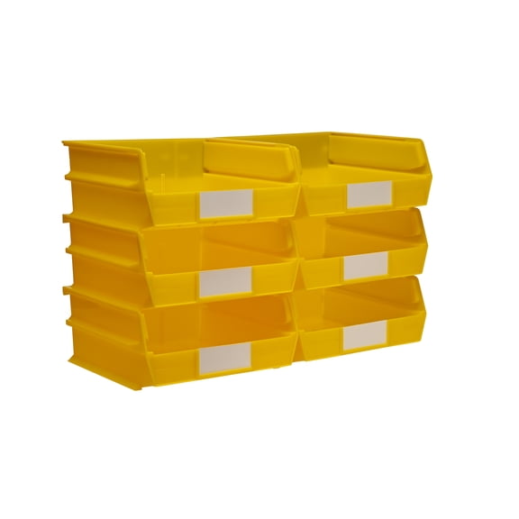 Triton Products 3-235Y Stacking, Hanging, Interlocking Polypropylene Bins, 6ct