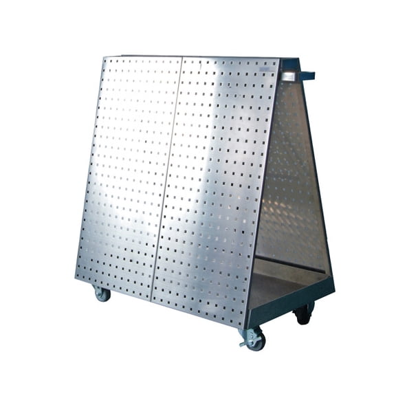 Triton Products Frame Tool Cart with Tray and Stainless Steel LocBoard Silver
