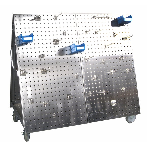 Triton Products 48 In.L x 46 In. H x 26-5/8 In. W, Stainless Steel Frame SS LocBoard Tool Cart with Tray