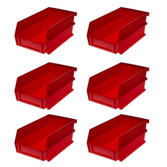 Triton Products 7-3/8 In. L x 4-1/8 In. W x 3 In. H Red Stacking, Hanging, Interlocking Polypropylene Bins, 6 CT