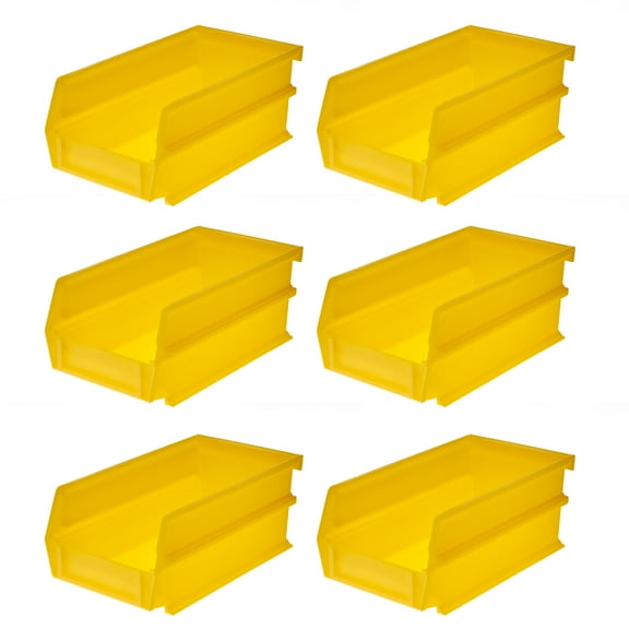 Triton Products 7-3/8 In. L x 4-1/8 In. W x 3 In. H Yellow Stacking, Hanging, Interlocking Polypropylene Bins, 6 CT