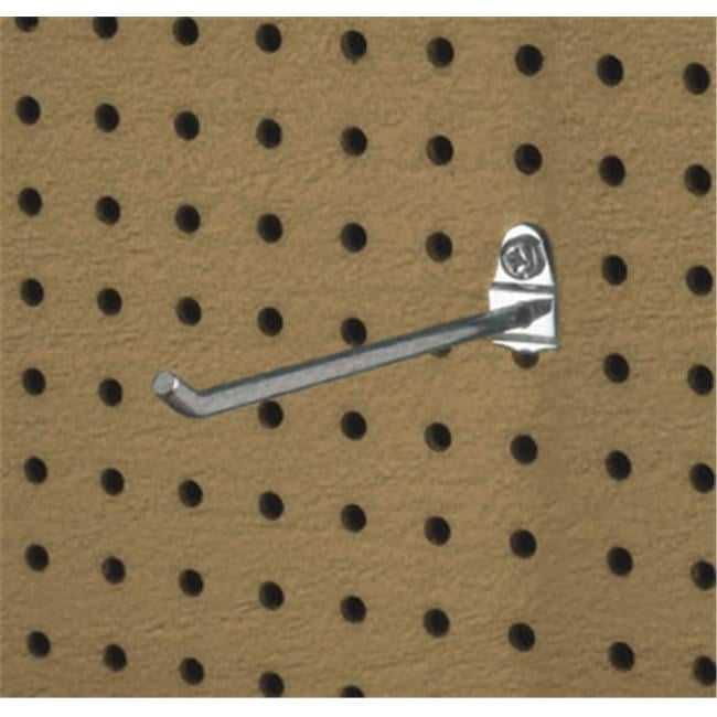 Triton Products  8 In. Single Rod 30 Degree Bend .25 In. Dia. Zinc Plated Steel Pegboard Hook for DuraBoard  5 Pack