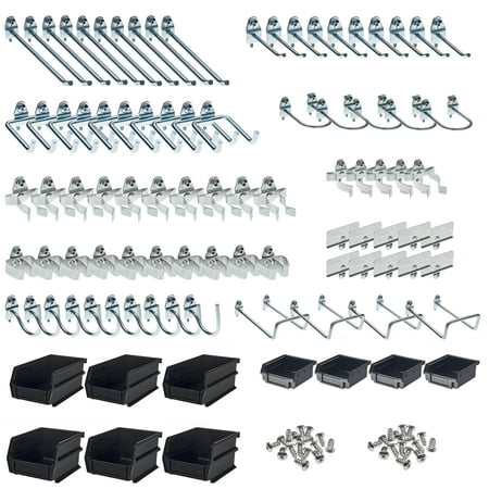 Triton Products® 95-Piece Steel Pegboard Hook & Plastic Bin Kit, 85 Hooks & 10 Bins
