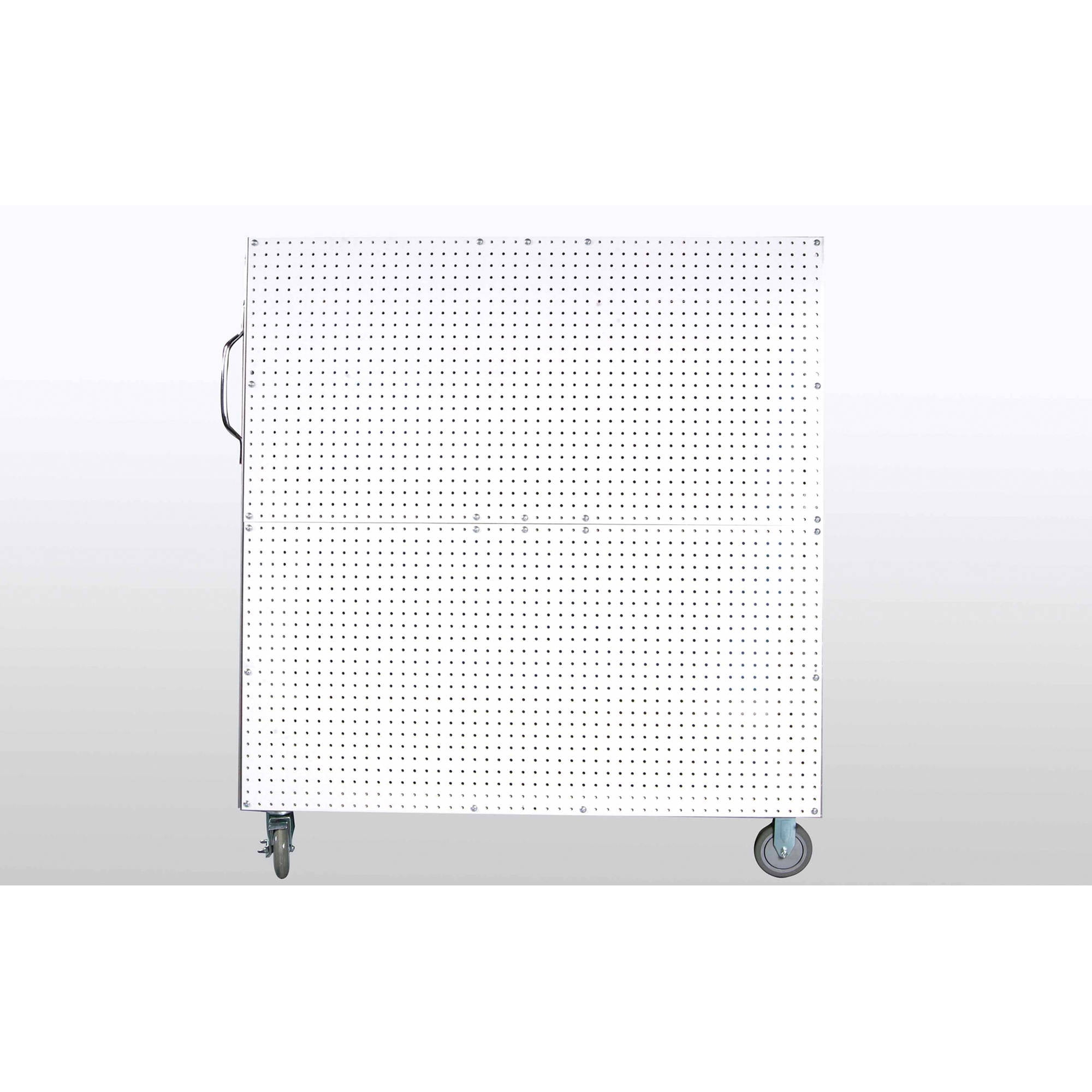 Triton Products® DuraBoard 48"L x 51-1/2"H x 29-3/4"W Aluminum Frame Mobile Combination Cart with One Side DuraBoard Poly Pegboard and One Side Louvered-Panel Storage