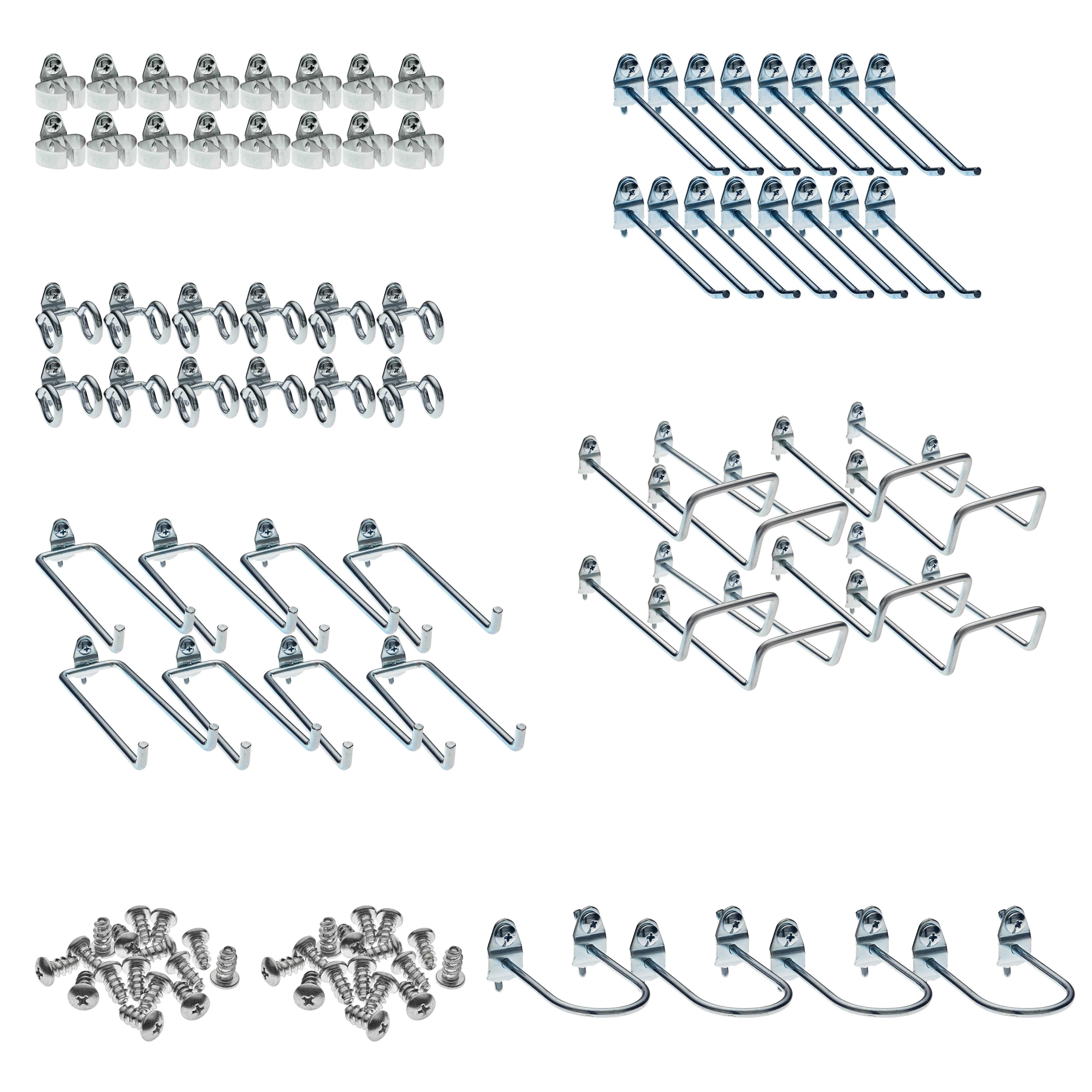 Triton Products® DuraHook 64-Piece Zinc Plated Steel Hook Assortment for DuraBoard or 1/8" and 1/4" Pegboard