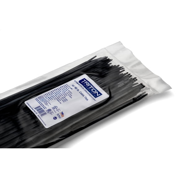 Triton Products Heavy Duty 14" Black Zip Ties, 100/PK