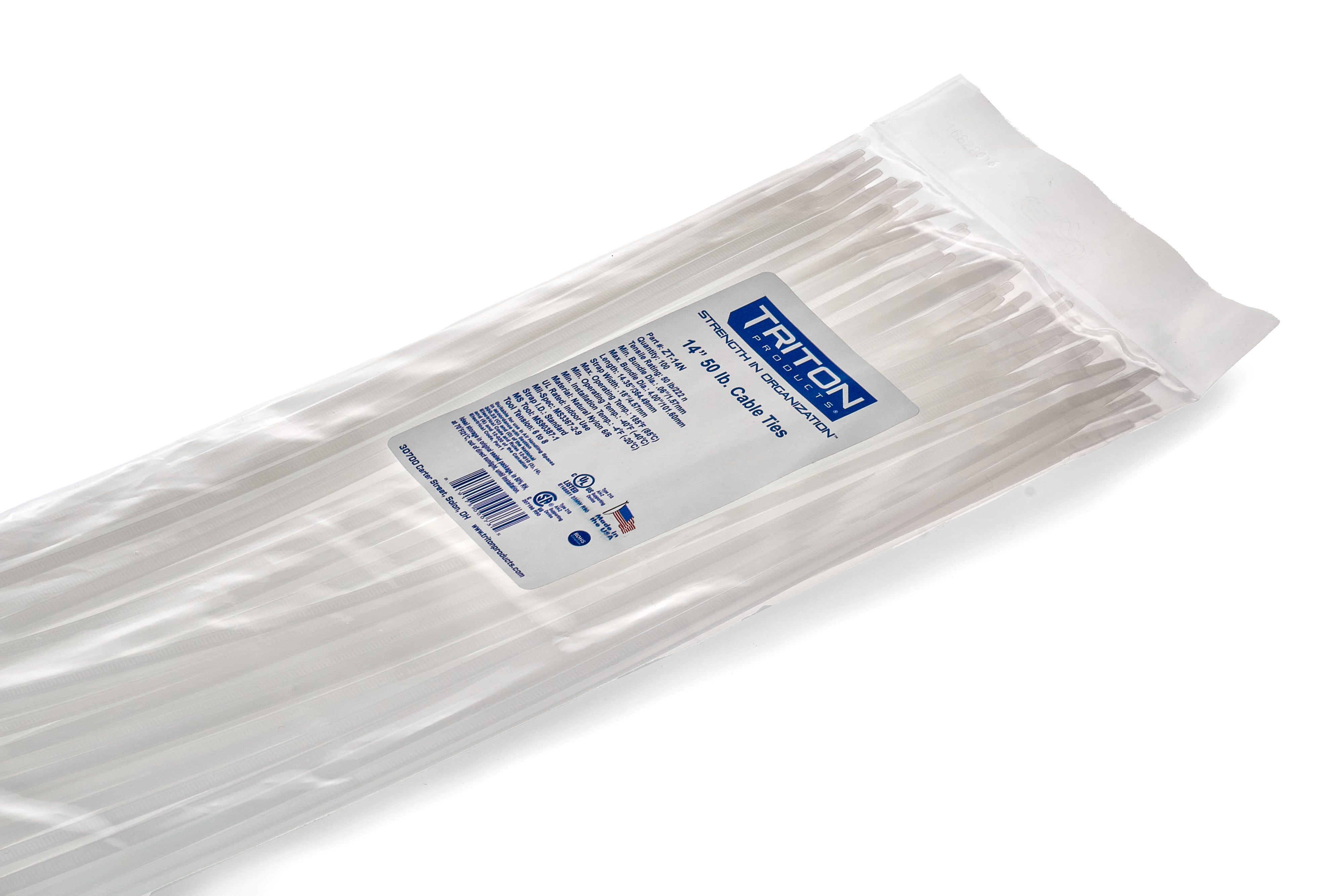 Triton Products® Heavy Duty 14" Natural Zip Ties, 100/PK