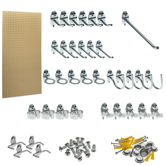 Triton Products High Density Fiberboard Pegboard with 36 Assorted Hooks