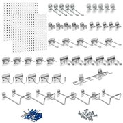 Triton Products® LB1-Kit (2) 24 In. W x 24 In. H x 9/16 In. D White Epoxy 18-Gauge Steel Square Hole Pegboards with 46 pc. LocHook Assortment