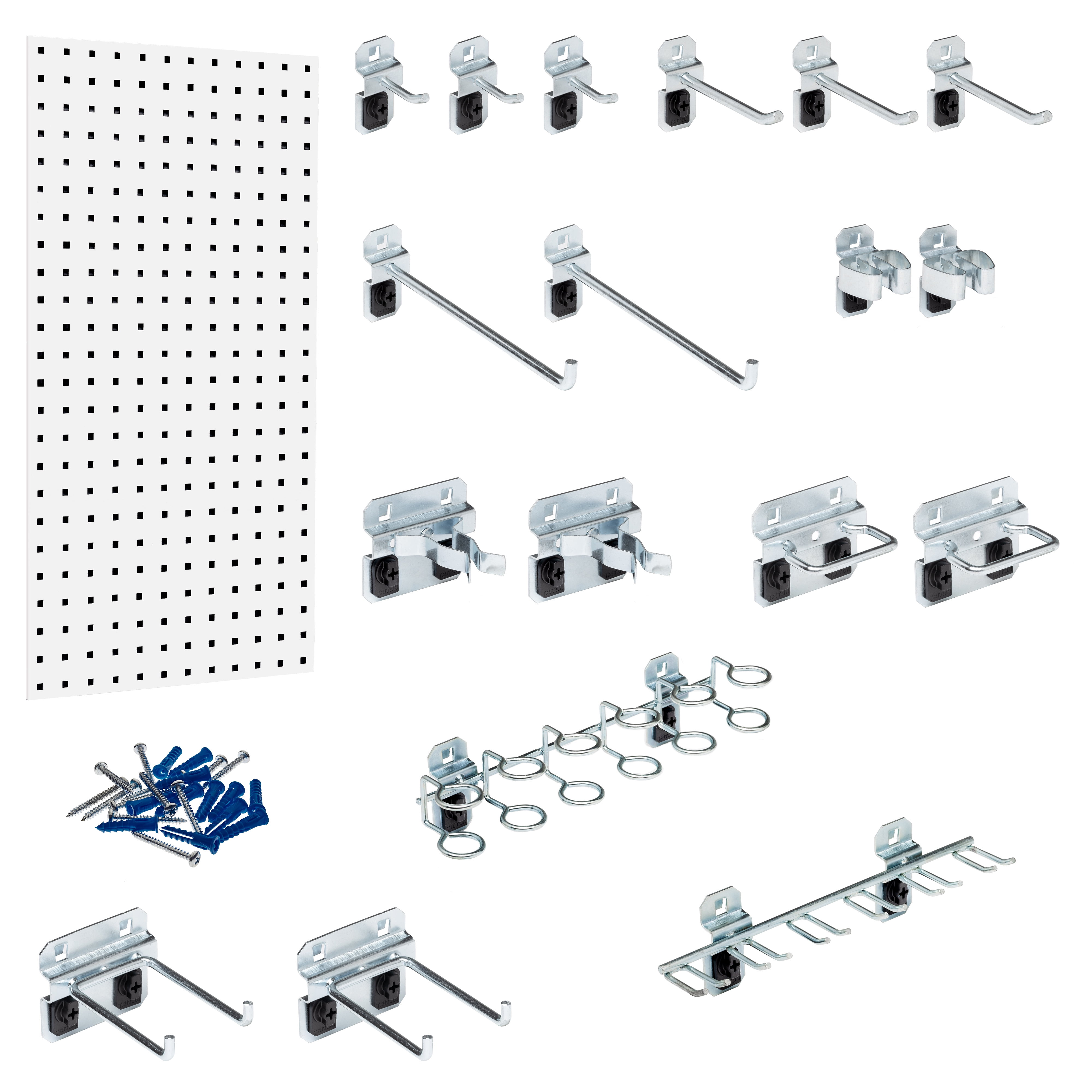 Triton Products LB18-1WH-Kit White 18 Gauge Steel Pegboard with 18-Piece LocHook Assortment