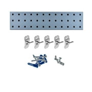 Triton Products® LBS18K-SLV Silver Pegboard Kit with (1) 18" x 4.5" Steel Pegboard and 6 LocHooks