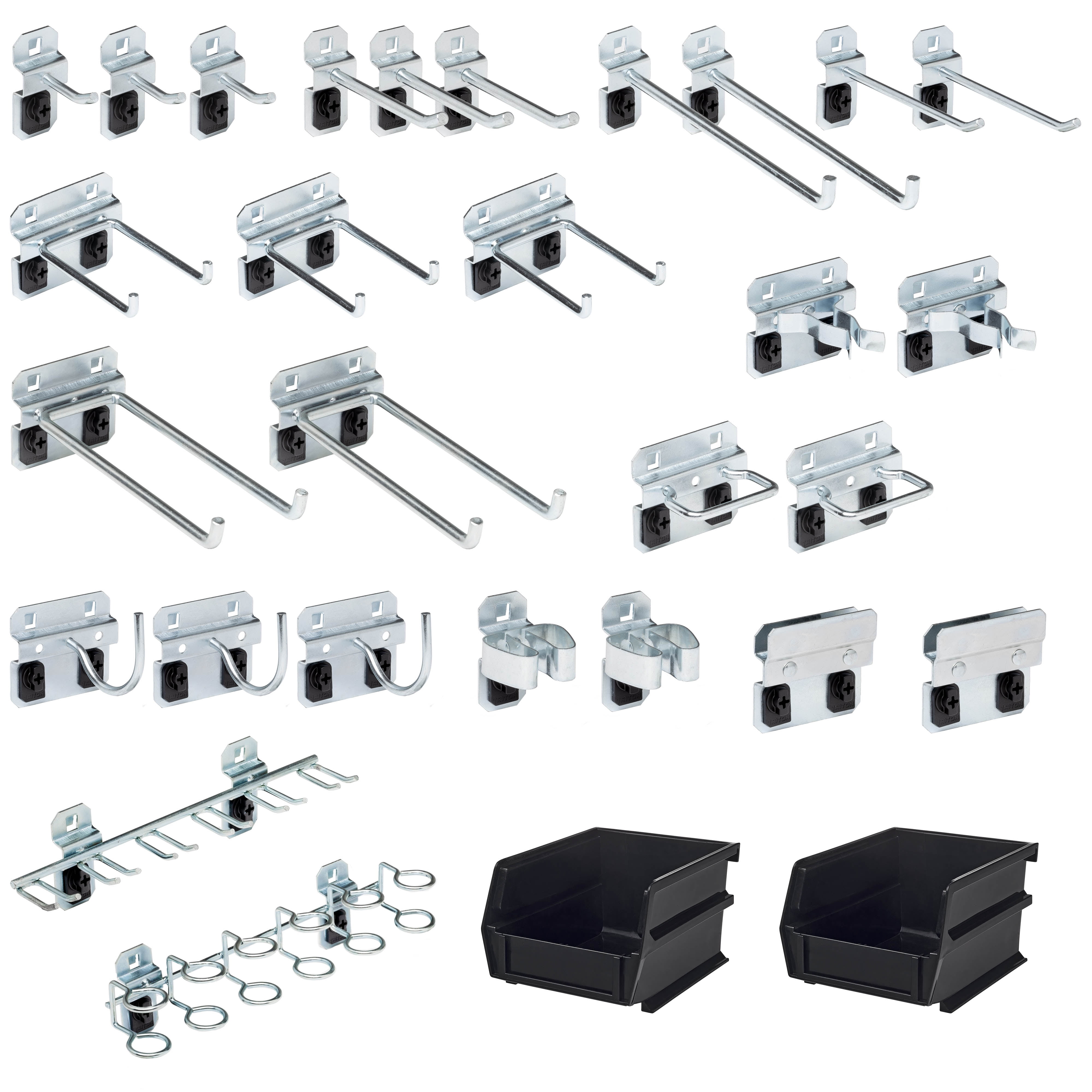 Triton Products® LH3-Kit Steel Pegboard Hook & Bin Assortment for LocBoard (28 Hooks & 2 Bins)