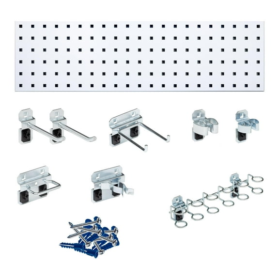 Triton Products® LOCBOARD LBS31T-WHT Pegboard Kit,Square,9" H,31-1/2" W