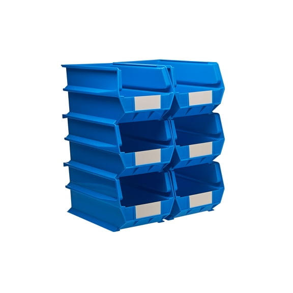 Triton Products® LocBin 14-3/4"L x 8-1/4"W x 7"H Stacking, Hanging, Interlocking Polypropylene Bins, 6ct
