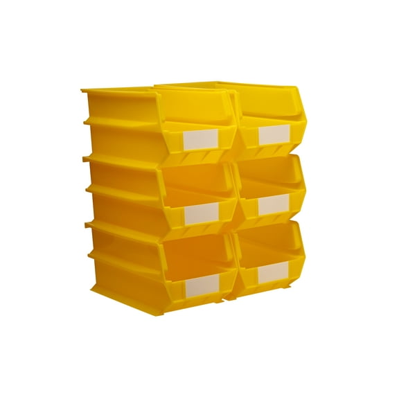 Triton Products® LocBin 14-3/4"L x 8-1/4"W x 7"H Stacking, Hanging, Interlocking Polypropylene Bins, 6ct
