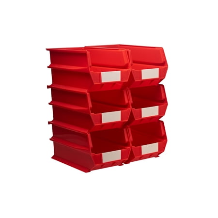 Triton Products® LocBin 14-3/4"L x 8-1/4"W x 7"H Stacking, Hanging, Interlocking Polypropylene Bins, 6ct