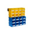 thumbnail image 1 of Triton Products® LocBin 26-Piece Wall Storage Unit with (12) 5-3/8"L x 4-1/8"W x 3"H YEL Bins & (12) 7-3/8"L x 4-1/8"W x 3"H Blue Bins, 24ct, Wall Mount Rails 8-3/4"L with Hardware, 2pk, 1 of 8