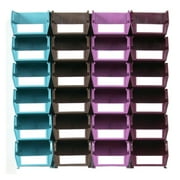 Triton Products® LocBin 26-Piece Wall Storage Unit with 5-3/8"L x 4-1/8"W x 3"H Interlocking Poly Bins, 24ct, Wall Mount Rails 8-3/4"L with Hardware, 2pk