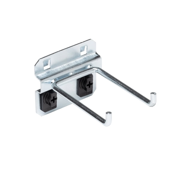 Triton Products® LocHook 3" Double Rod 90-Degree Bend 3/16"D Zinc Plated Steel Pegboard Hook for LocBoard, 5pk