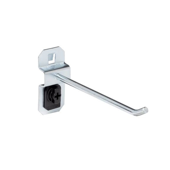 Triton Products LocHook 4" Single Rod 30-Degree Bend 3/16"D Zinc Plated Steel Pegboard Hook for LocBoard, 5pk