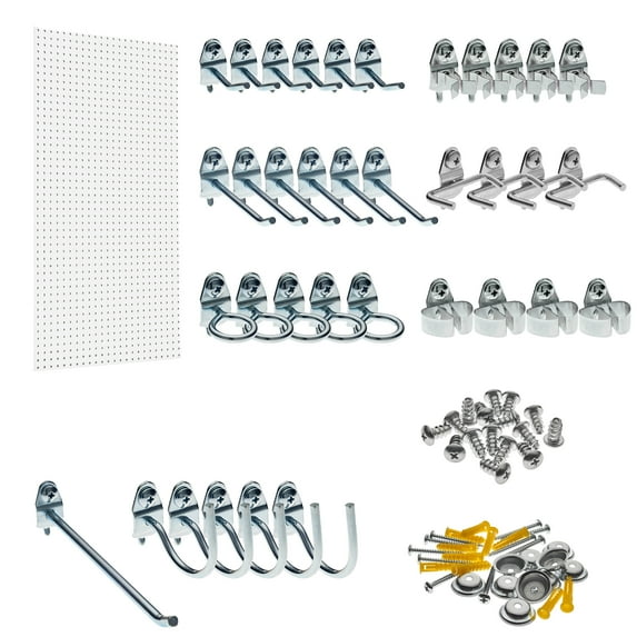 Triton Products Poly Pegboard/36 Piece Locking Hook Assortment, 24"x48"x1/4" Pegboard