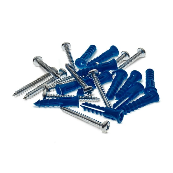 Triton Products® Stainless Steel LocBoard 12 Steel Screws & 12 Plastic Wall Anchors for Mounting Stainless Steel Pegboard System LB18-S & LB18S-Kit