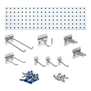 Triton Products® White Garden Storage Kit with (1) 31.5 In. x 9 In. 18 Gauge Steel Square Hole Pegboard and 8 pc LocHook Assortment