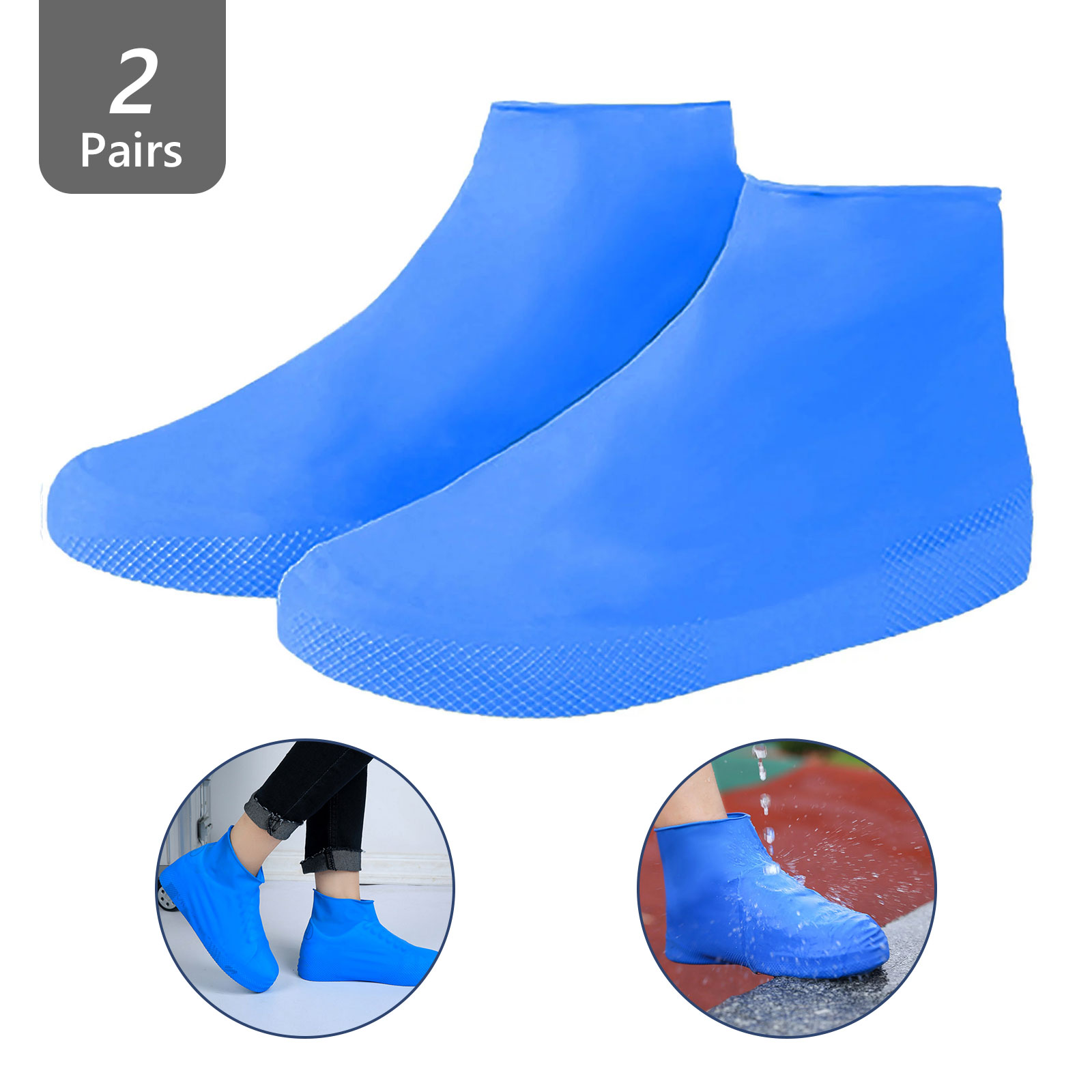 Triumper 2 Pairs Waterproof Shoe Covers Non Slip Shoes Covers Rain Shoe Elasticity Shoe Covers