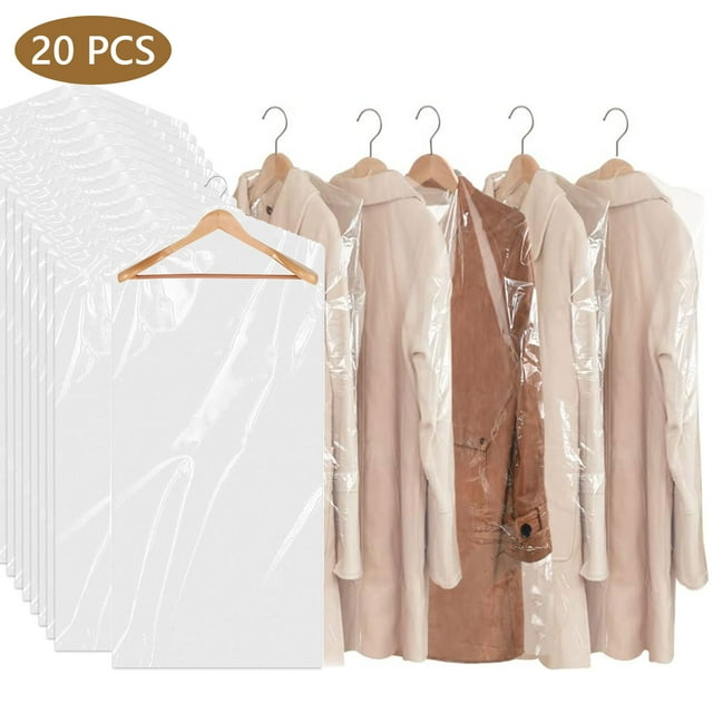 Tripumer 20 Pack Clear Plastic Clothes Covers Plastic Garment Bag 23
