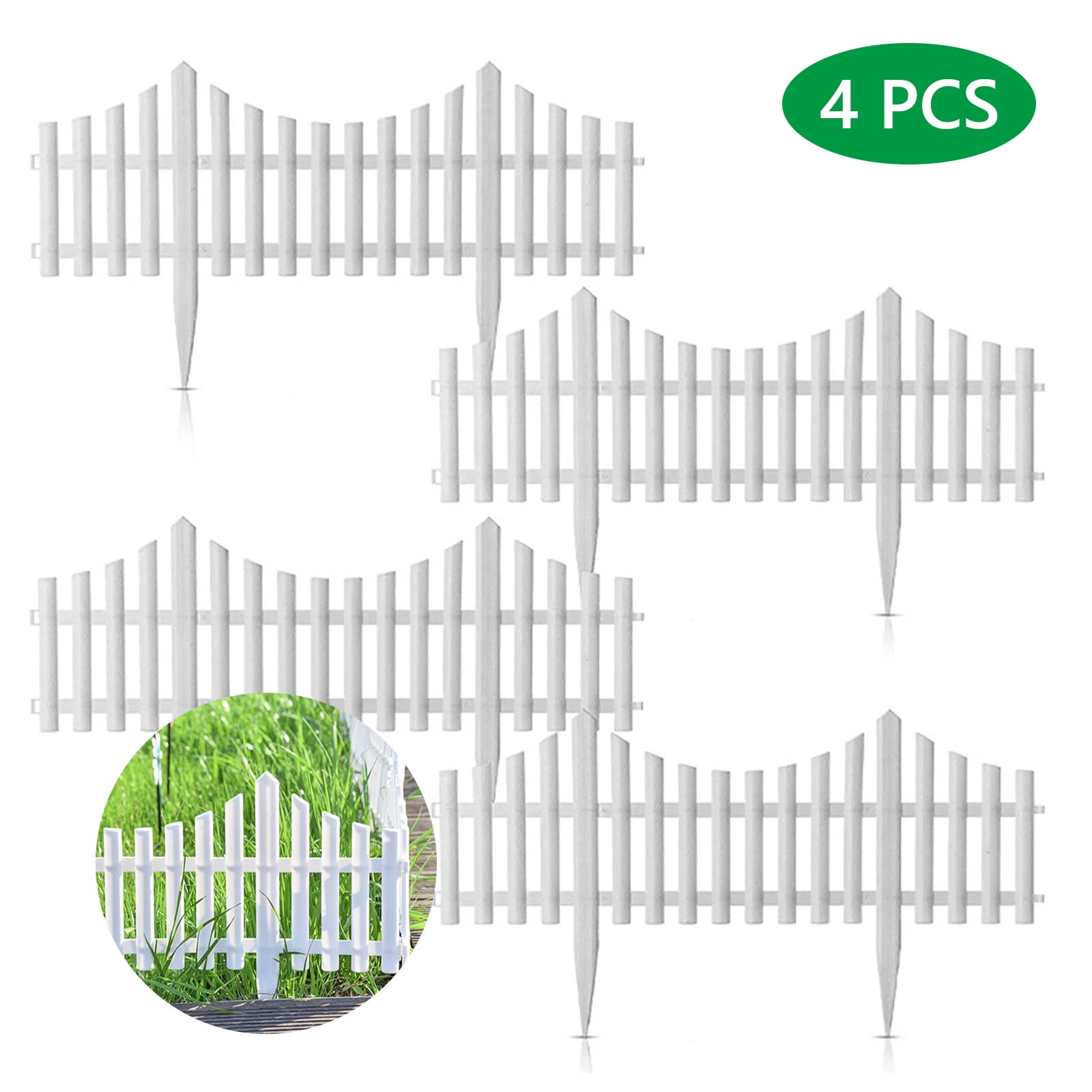 Tripumer 4Pieces Flexible Fence Edging Plastic White Edging Garden