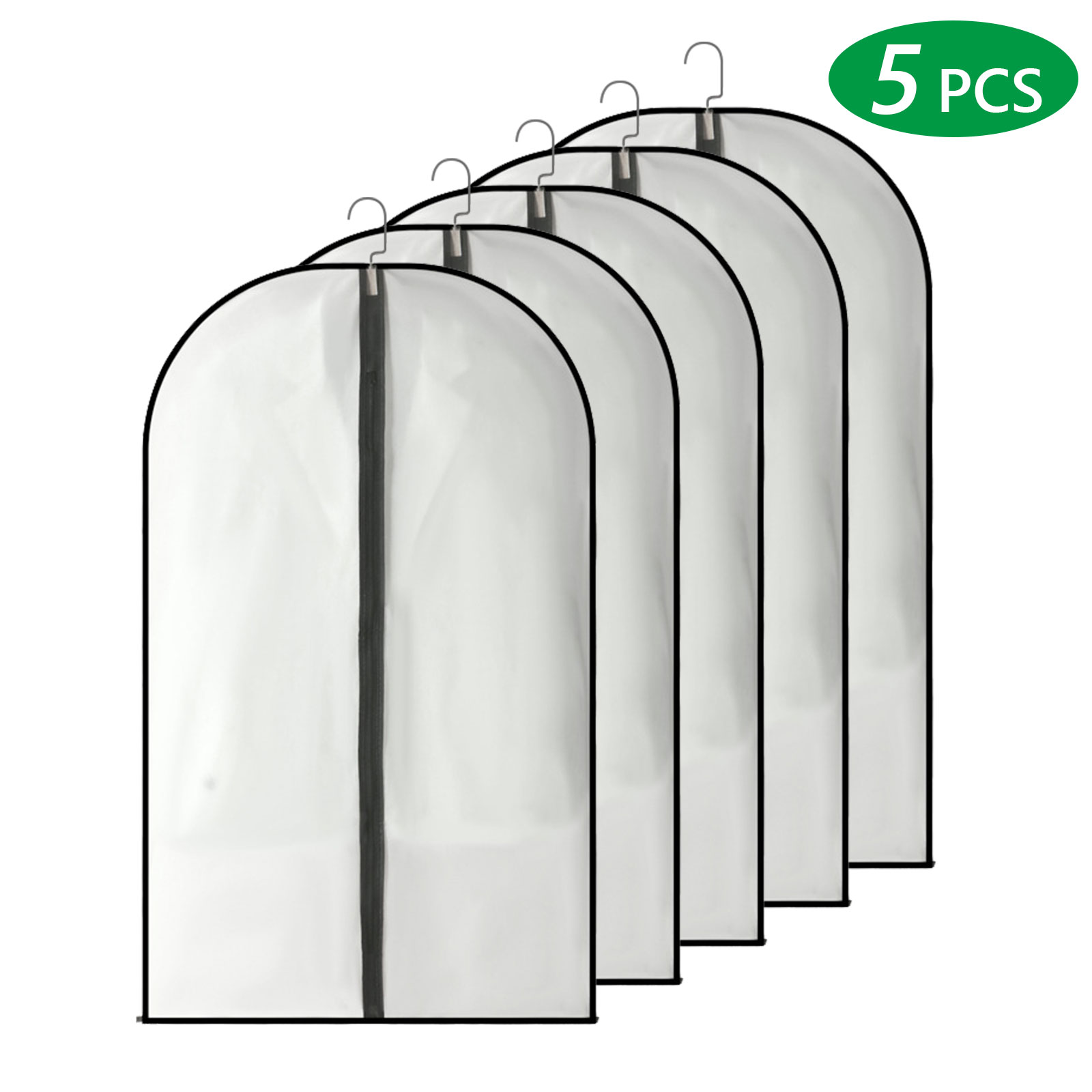 5 Pack Large Clear Garment BagsMoth Proof Garment Bags, Garment Cover, Hanging, Dress Garment