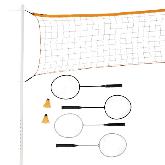Triumph 4-Player Badminton Game Set Includes Net, Steel Rackets, and Two Nylon Shuttlecocks