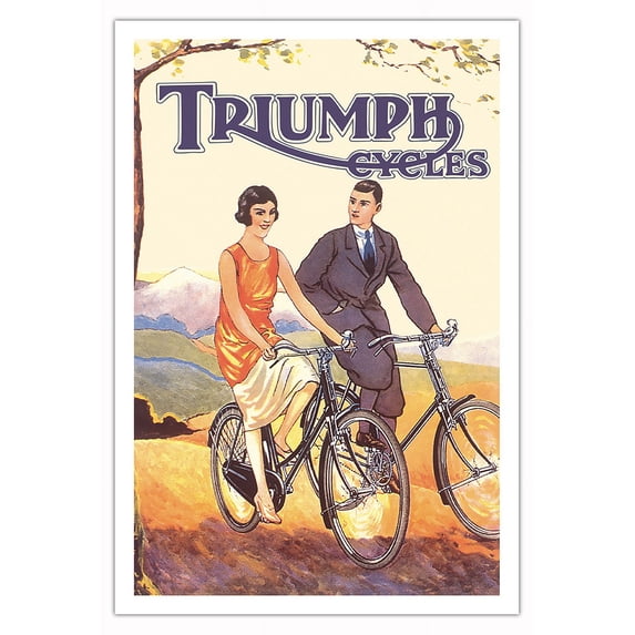 Triumph Cycles - Vintage Bicycle Poster c.1922 - Fine Art Matte Paper Print (Unframed) 30x44in