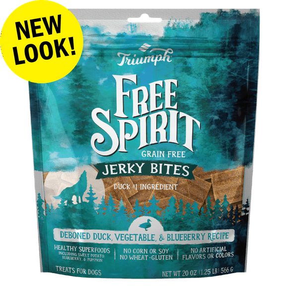 Triumph Free Spirit Grain Free Duck, Vegetable, & Blueberry Recipe Jerky Bites Dog Treats