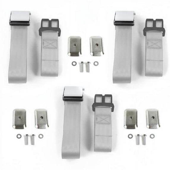 Triumph Herald 1959-1971 Airplane 2 Point Gray & Grey Lap Bench Seat Belt Kit with Bracketry - 3 Belts