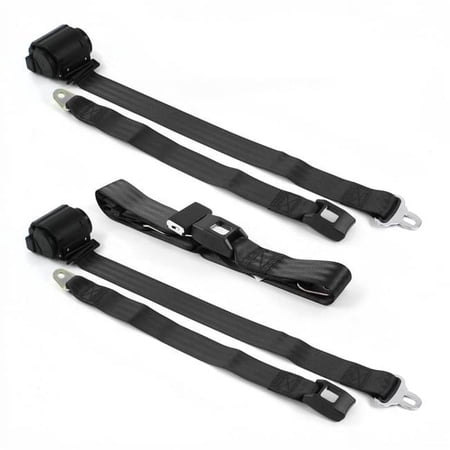 Triumph Herald 1959-1971 Standard 2 Point Black Retractable Bench Seat Belt Kit - 3 Belts