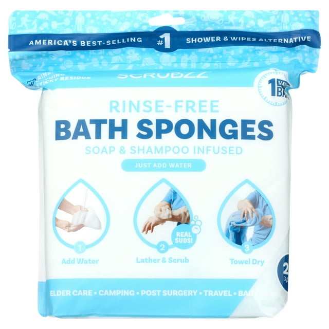 Triumph Hosiery Scrubzz Rinse-Free Bath Sponges - Gentle, Soft, Shower ...