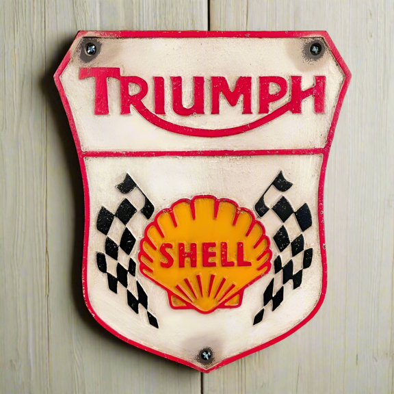 Triumph Shell Cast Iron Plaque With Painted Antique Finish (10.75" x 8.75")